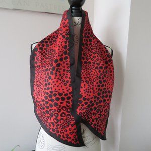 Vintage 1970s Red & Black Animal Print Scarf